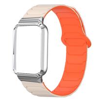 Compatible with Xiaomi Smart Band 10 Pro: Metal Frame Standard & Ceramic Armor Magnetic Silicone Strap. Standard Version white