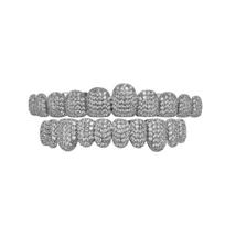 Hip Hop 10/10 Iced Out CZ Stone Teeth Grillz Punk Rapper Cubic Zirconia Tooth Caps For Women Men Jewelry Christmas Gift gray