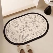Retro Floral Non-Slip Water-Absorbing Bathroom Mat 40x60 cm gray