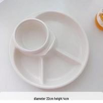 Muni Portion Control Ceramic Divided Plate for Meal Sharing and Balanced Diet Planning