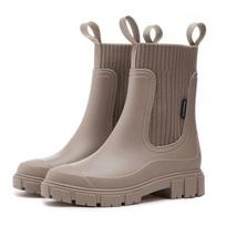 Waterproof Rubber Rain Boots for Women Elastic Mouth Low Cut Anti Slip Women Boots Fashion Non-slip Footwear 41 abrikosas