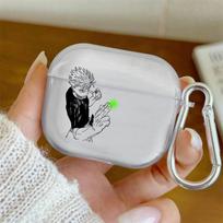Anime Gojo Satoru Transparent Case for Airpods Pro 3 2 1 4 Cute Cartoon Japanese Cases TPU Earphone Cover white