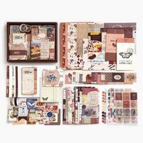 Vintažinis iškarpų knygos rinkinys Junk Journal rinkinys su rašymo ir iškarpų knygos reikmenimis Raštinės reikmenys A6 languotas sąsiuvinis DIY dovana beige