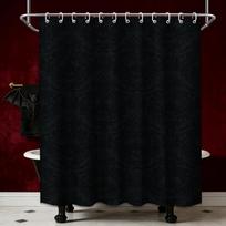 Prabangi vandeniui atspari juoda damasko dušo užuolaida, gotikinio baroko stiliaus, elegantiško rašto, vonios kambario dekoras, užuolaida moderniam namui W90xH180CM black