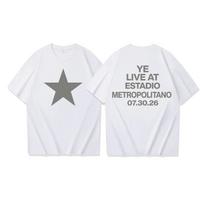 1pc Kanye West Live in Estadio Metropolitano T Shirt Unisex Kids Streetwear Casual Short Sleeve Tops 140 gray