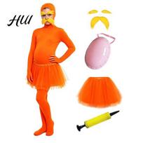 Viso kūno Zentai kostiumas Oranžinis kombinezonas, su tiulio sijonu, dirbtiniu pilvu, geltonais ūsais ir antakiais, Suaugusiųjų spandexo unitardas, Atviras veidas kostiumas, Helovinas 120cm B red