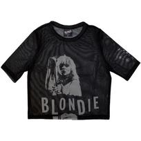 Blondie Women's Crop Top T-Shirt Mic Stand (Mesh) S black
