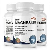 VEV 15-in-1 magnio glicinato kompleksas su ašvaganda ir L-teaninu (120 kapsulių) 3pack