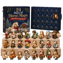 Spooky Party Decorations 24 Days Advent Calendar 2026 Mini Highland Cow/Horse/Dog Figures Christmas Countdown Trick or Treat Gifts Calendar, B beige