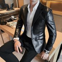 Prekės ženklo drabužiai Vyriški rudens/žiemos laisvalaikio odinės striukės/Vyriškos Slim Fit Mados Kasdieninės odinės striukės/Vyriški paltai S-3XL XXXXL black