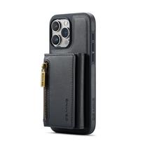 Nuimamas odinis 2 viename kortelių laikiklis Magnetinis telefono dėklas, skirtas iPhone 14 11 13 12 15 Pro Max 15Plus Magsafe piniginės smūgiams atsparus dangtelis For iPhone 15 juoda