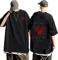 Anime Fairy Tail Logotipo Spausdinimo Marškinėliai Etherious Natsu Dragneel Grafiniai Trumpomis Rankovėmis Marškinėliai Unisex Moterims Manga Dydžio Medvilniniai Marškinėliai 3XL black