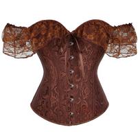 Moterų kiemo korsetas, liemens juosta Bustier suknelė nuotakos korsetas trumpomis rankovėmis Formuojantis Court Lolita Corset Bustier 6XL kava