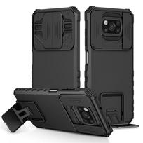 Skirtas Poco X3 Pro Case Slide Camera Lens Armour Telefono dėklas, skirtas Xiaomi PocoX3 Poco X3 NFC Little X 3 Smūgiams atsparus atraminio stovo galinis dangtelis For Poco X3 Pro juoda
