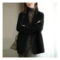 Herringbone coat women's autumn and winter new fashion high-end thickened casual thick high-end coat 4XL black