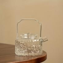 1pc Glass Teapot High Borosilicate Heat Resistant Dual Purpose For Steeping And Boiling For Home Restaurant Hotel Office Use Tea Brewing Accessories 430ml/14.5oz beige