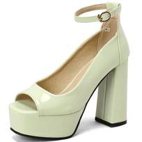 Madingi seksualūs moteriški aukštakulniai batai spyruokliniai pompos platforma Peep Toe juodi balti kulniukai vakarėliui vestuviniai šokių batai moteriški dideli 46 dydis 36 žalia