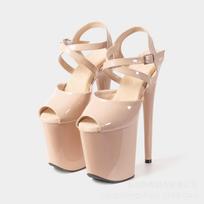 20cm Seksualūs Moteriški Aukštakulniai Sandalai Pole Dance 10 cm Vandeniui Atspari Platforma Vasariniai Super Aukšti Sandalai Modelio Podiumo Batai Didelis Dydis 44 beige