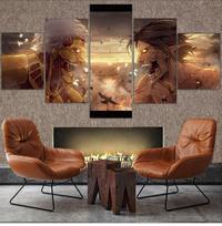 5 Pieces Attack on Titan Battle Eren Yeager Plakatas Modernus namų sienų dekoras Paveikslų meno spaudinys Paveikslas ant drobės svetainei 30x40cm*2  30x60cm*2  30x80cm*1