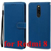 Dėl Redmi 8 dėklo Xiaomi Redmi 8A 8 a dangtelis Minkštas silikoninis odinis piniginės atverčiamas dėklas Xiaomi Redmi 8 telefono dėklui su kortelių laikikliu blue