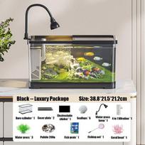 360° HD Akvariumo Žuvų Bakas Darbalaukio Žuvų Akvariumo Filtras Buitinis Kraštovaizdžio Dizainas Tingus Akvariumo Rinkinys Black Medium