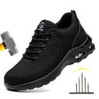Men Safety Boots with Steel Toe Cap Anti-smash Work Sneakers Safety Shoes Men IndestructibleWork Boots Tactical Boots 35 juoda