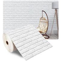 3D lipnios tapetai 70cm*1/5/10m Nuolatiniai vandeniui atsparūs plytų sienos lipdukai Svetainė Miegamasis Vaikų kambarys Namų dekoras 70CMX1M white