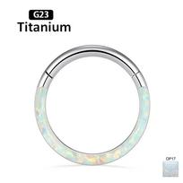 G23 Titano Priekinės Šoninės Opalo Nosies Žiedas 6mm - 12mm Septumo Clicker Vyriškas Lankelis Ausies Kremzlės Trago Lūpos Auskaras Ring 6mm white