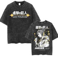 Anime Attack on Titan Armin Arlert Marškinėliai Vyriški Drabužiai Vintažiniai Skalbti Apvalia Kaklo Marškinėliai Madingi Aukštos Kokybės Medvilniniai Viršutiniai Drabužiai Marškinėlis L black