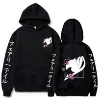 Anime Fairy Tail Drabužiai Rudens Vilnos Manga Gobtuvėliai Laisvi Kasdieniai Megztiniai Ilgomis Rankovėmis Streetwear Unisex Megztinis XL black
