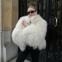 VAYLA Imitacinis Trumpas Paplūdimio Vilnos Moteriškas Lapės Kailis Naujas Rudens Žiemos Šiltas Kailis Dirbtinis Temperamentas Elegancija Moterims Paltui L balta