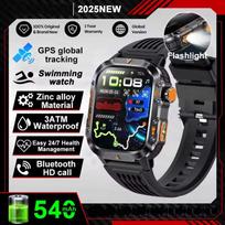 Karinis išmanusis laikrodis su įmontuotu GPS, kompasu, altimetru, 3ATM, IP69K vandeniui atsparus, AMOLED, Bluetooth skambinimas, 2,01  išmanusis laikrodis, skirtas Android ir iOS silicon juoda