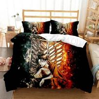 3D spausdintas „Attack On Titan AOT“ patalynės komplektas Anime „Eren Yeager“ antklodės užvalkalas, dvigulė 2 atskiros lovos, didelė karalienė, suaugusiems vaikams, patalynės antklodė 70x133cm 2pcs