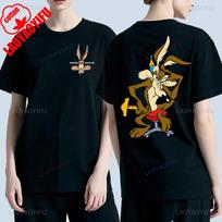 Wile E Coyote Animacinis Dvipusis Spausdintas Marškinėliai Unisex Mados Y2k Marškinėliai Klasikiniai Manga Grafiniai Medvilniniai Marškinėliai Vasariniai Camisetas viršus M black