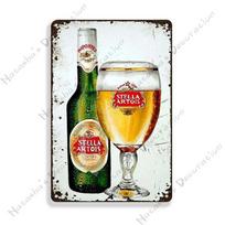 Stella Artois Dekoratyvinė lėkštė Sienos dekoras Alaus metaliniai ženklai Sieninė lėkštė Vintažinis metalinis skardinis ženklas Pramoninis dekoras Namų baras Skardinis ženklas 20x30cm（7.8x11.8inch） beige