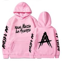 Anuel AA Real Hasta La Muerte Hoodies Anuel AA Rapper Muzikos Prekės Unisex Harajuku Ilgomis Rankovėmis Džemperiai S pink