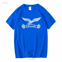 Antrojo pasaulinio karo vokiečių Liftwaffe Luftwaffe juokingi treniruočių marškinėliai sporto salei Kariniai sunkiaatlečiai T-shirt ilgomis arba trumpomis rankovėmis vintažiniai skalbti kasdieniai M gray
