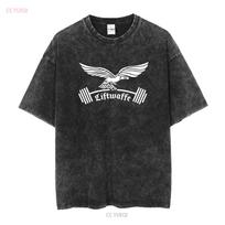 Antrojo pasaulinio karo vokiečių Liftwaffe Luftwaffe juokingi treniruočių marškinėliai sporto salei Kariniai sunkiaatlečiai T-shirt ilgomis arba trumpomis rankovėmis vintažiniai skalbti kasdieniai L black