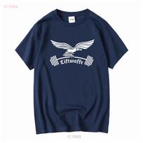 Antrojo pasaulinio karo vokiečių Liftwaffe Luftwaffe juokingi treniruočių marškinėliai sporto salei Kariniai sunkiaatlečiai T-shirt ilgomis arba trumpomis rankovėmis vintažiniai skalbti kasdieniai M black