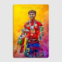 Lamine Yamal Retro Metalinis Plakatas Minimalistinis Klubas Namų Sienų Dekoras yellow