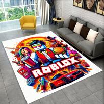 3D Animacinis R-Robloxs Žaidimo Kilimas Kilimas Žaidimų Kambariui Miegamajam Svetainei Sofai Namų Durų Kilimėlis Dekoras, Plotinis Kilimas Neslystantis Grindų Kilimėlis Dovana 40x60cm black