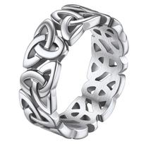 Nerūdijančio plieno Airijos keltų mazgo Triquetra žiedai Tuščiavidurio dizaino Unisex poros papuošalai vyrams, moterims 9 gray