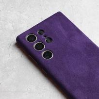 Magnetinis ALCANTARA dėklas Samsung Galaxy S25 S24 Ultra 5G, prabangus verslo, superautomobilio stiliaus, toks pat prabangus zomšinės odos telefono dėklas for S24 Ultra violetinė