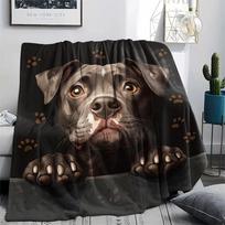 Black Pitbull,pattern Flannel Blanket, High quality Comfortable for All Seasons, Home Decor, Warmth and Comfort, Perfect for Gifts. 80cm x 120cm gray