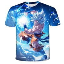 Anime Dragon Ball Son Goku 3D spausdinti vaikų marškinėliai Vasaros mados laisvalaikio marškinėliai berniukui mergaitei Unisex vaikiški drabužiai marškinėlių viršūnės 160 blue