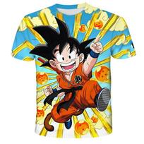 Anime Dragon Ball Son Goku 3D spausdinti vaikų marškinėliai Vasaros mados laisvalaikio marškinėliai berniukui mergaitei Unisex vaikiški drabužiai marškinėlių viršūnės 130 black