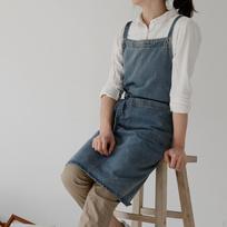 Denim Canvas Apron Kitchen Chef Work for Restaurant Hairdressing Baking tamsiai mėlyna spalva