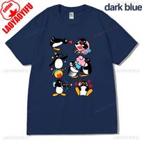 Funny Noot Noot Scream Pingu Printed Tshirt Men High Quality Cotton Funny TShirts Crewneck Tee Shirt Woman Short Sleeve Tops S black