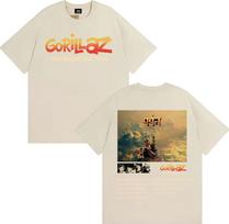 „Gorillaz“ grupės turas 2026 m. „The Mountian“ marškinėliai vyrams ir moterims, „Harajuku Hip Hop Streetwear“ marškinėliai, 100 % medvilnės, per dideli marškinėliai su „Oneck“ kaklu. M beige