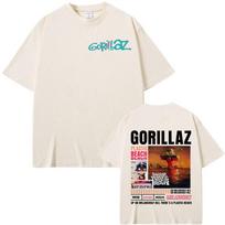 Rock Band Gorillaz Merch T Shirt Men Women Clothing Vintage Fashion High Street Tshirts 100 Cotton Oversized Cartoon Tee Shirt M white